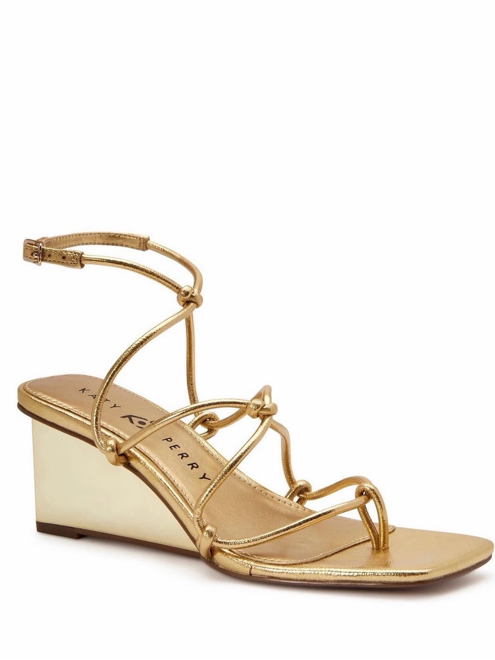 Katy Perry The Irisia Knotted Gold Wedge Sandals Size 7.5